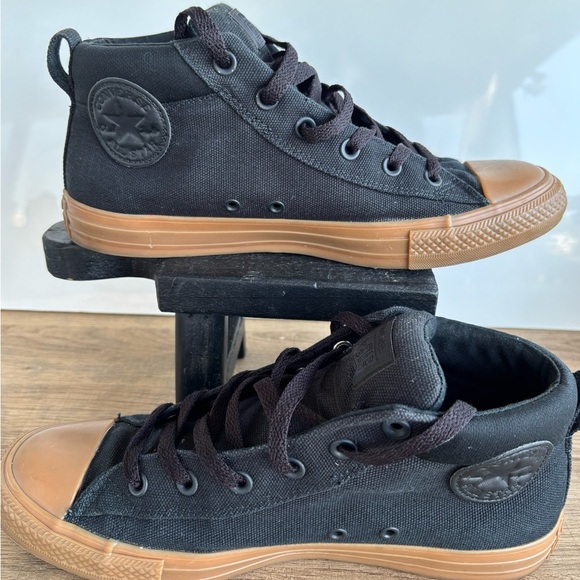 Converse Black and Tan High-Top Sneakers - Picture 6 of 9